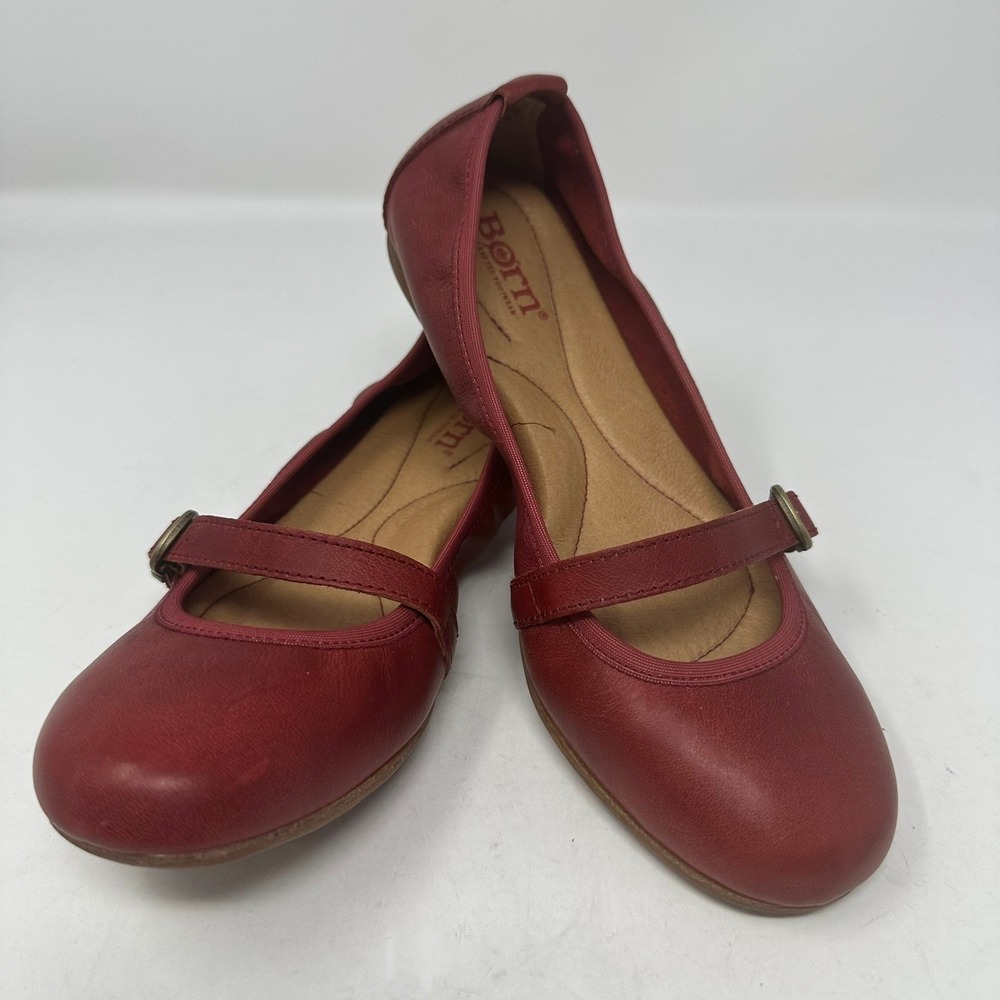 Born Flats Women 6M Red Leather Mary Jane Buckle Strap F61305 Comfort Shoes